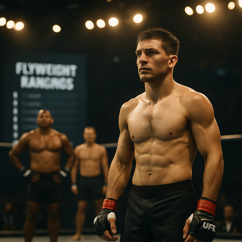 Flyweight contenders in an arena, evoking the climb toward a championship opportunity.